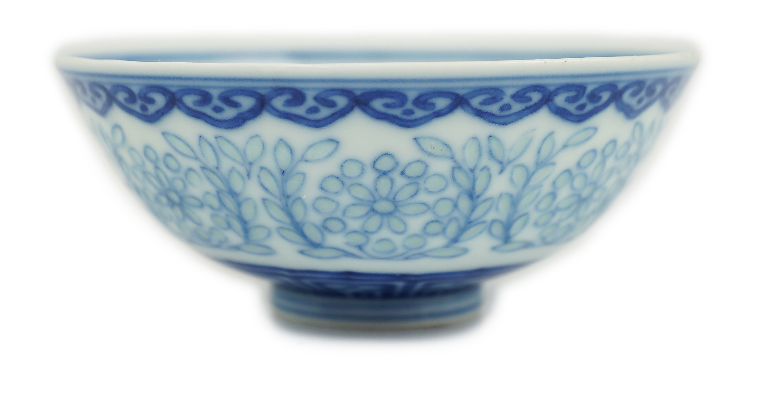 A Chinese blue and white ‘rice grain’ bowl, Jiaqing mark and possibly of the period